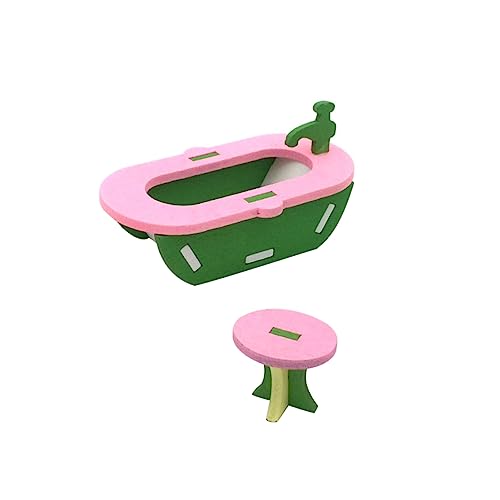 KICHOUSE Badezimmerdekoration Spielzeug Spielset Aus Holz Möbel Kind Rosa Ornamente Mini Hölzern von KICHOUSE