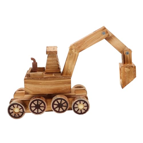 KICHOUSE Baggerspielzeug Aus Holz Bauwagenmodell Spielzeug-baufahrzeuge Bewegliches Automodell Bagger Modell Spielzeugbagger Mall-Engineering-Fahrzeug Spielzeug Für Autotechnik Khaki von KICHOUSE