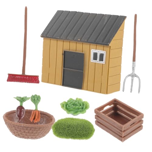 KICHOUSE Bauernhausverzierung Miniaturmodelle Spielzeug Miniatur Feengarten Zubehör Bauernhof Miniaturgartenmodell Farm Tools Minihaus Puppenhaus Mikro Landschaftsdekorationen für Bonsai von KICHOUSE