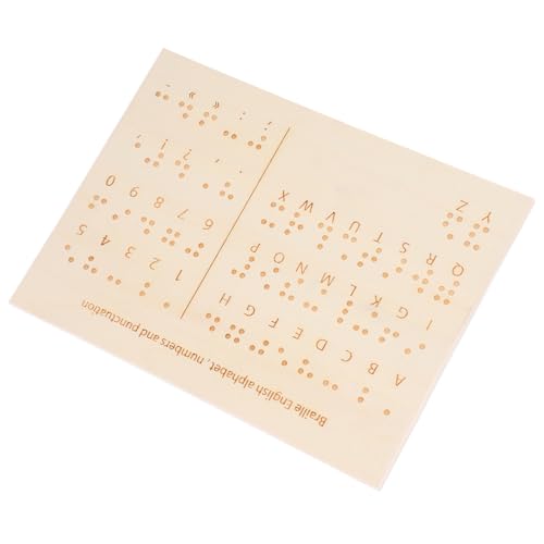 KICHOUSE Braille Lernausrüstung Holz Lerntafel Holz Braille Buchstabentafel Grundausstattung Für Blinde Braille Zahlentafeln Blindenbedarf Braille Lerntafel Braille Bücher von KICHOUSE