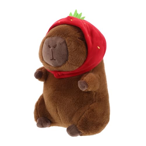 KICHOUSE Cartoon Capybara Stofftier Erdbeerhut Plüschtiere Capybara Plüschtiere für Jungen und Mädchen Jungen Mädchen von KICHOUSE