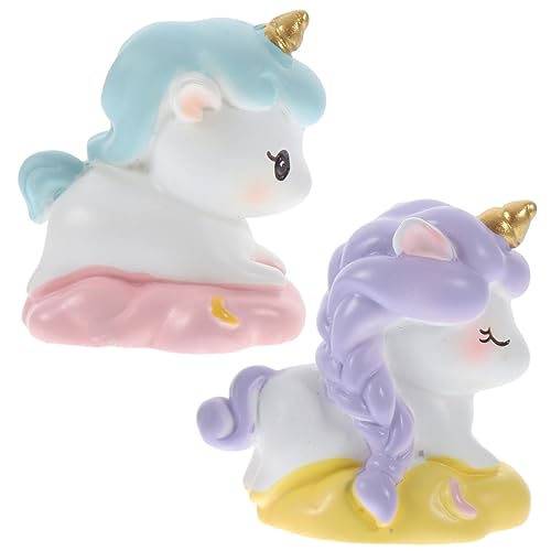 KICHOUSE Entzückende Ornamente Entzückender Cartoon Einhorn Miniaturfiguren Einhorn Modell Kuchendekoration Feengärten Kuchendekor Harz Einhorn Schmuck Miniatur Moos Landschaft Terrarium von KICHOUSE