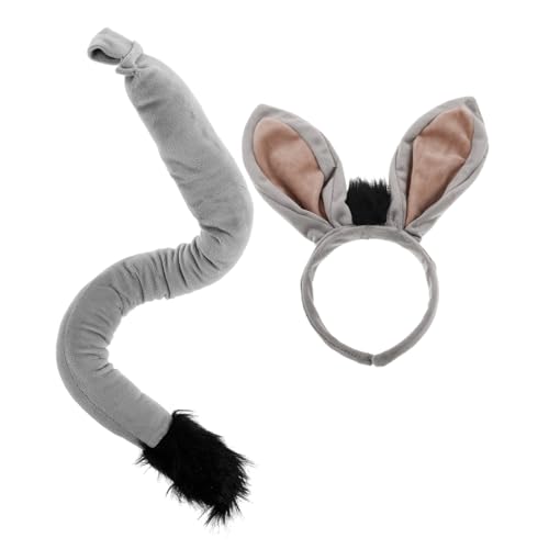 KICHOUSE Esel Stirnband Tierhaarreifen Cosplay-kopfschmuck Tierische Cosplay-ohren Tierische Stirnbänder Halloween-kopfschmuck Ostern Haarband Party-haarschmuck Esel-kostüm-ohr Grey Plüsch von KICHOUSE