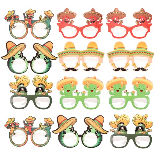 KICHOUSE Fotoautomaten Brille Party de Karneval für Brille Fiesta Partyzubehör Papierbrille Eyewear Gläser für Vestidos Taco Themenbrille Requisiten Partyfoto Liefert Mexikanische von KICHOUSE