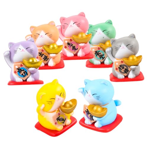 KICHOUSE Glückskatzen Kätzchenfiguren Kätzchen Büro Katze Japanische Tischkatze Miniaturen Maneki Zuhause Miniatur für Skulptur Mikro Glückskatzenstatuen Niedliche Figuren Tierstatuen von KICHOUSE