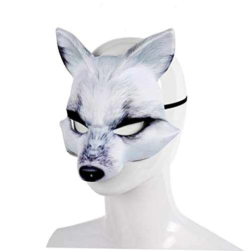 KICHOUSE Halbgesichtsmaske Für Kostüme Tiermaske Aus EVA Für Cosplay Halloween Und Karneval Weißes Kostümzubehör Für Maskerade Und Themenpartys von KICHOUSE