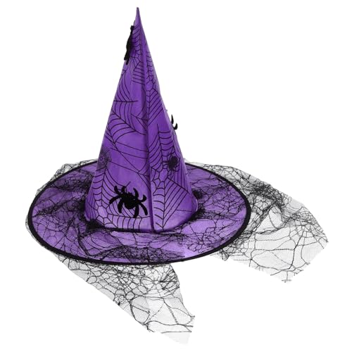 KICHOUSE Halloween-hexenhut Maskerade-hüte Hexenhüte Für Frauen Kostüm Hexenhut Hexenkostüm Hexen-cosplay-hut Halloween-hutverzierung Zaubererhut Hexenhut Verkleiden Violett Vliesstoff von KICHOUSE