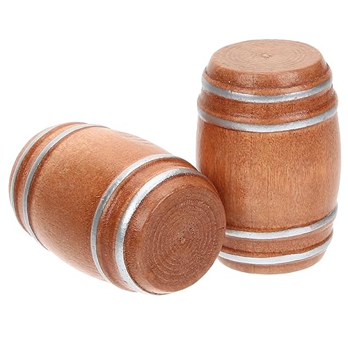 KICHOUSE Holzgurke House Fassmodell Puppenhauszubehör Wein Dekoration Kit Whisky Figurenmodelle Miniatur Holzweinfass Modell Kind Bierfässer Eimer Hause Hölzern Tasche Bierfass von KICHOUSE