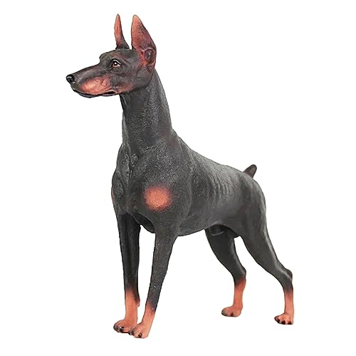 KICHOUSE Hundekauspielzeug Hundeschmuck – Welpe Haustier Stofftier Modell Wildtierfiguren Mini Tierfigur Hundestatue Kleine Plüsch Dobermann Figur Erwachsener Kunststoff Hundespielzeug Intelligenz von KICHOUSE