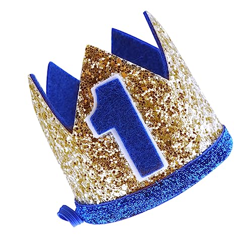 KICHOUSE Kindergeburtstagskrone Aus Blauem Stoff 1 Zahlendruck Tiara Für ädchen Und Jungen Ideal Kopfschmuck Für Die Geburtstagsparty Partyzubehör Für Unvergessliche Feiern von KICHOUSE