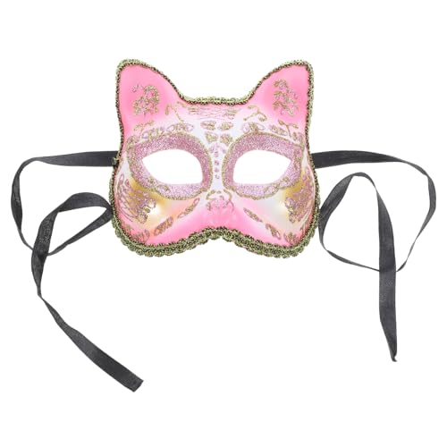 KICHOUSE Maske Katzenkopf Halloween-Katzen-Cosplay Cosplay dekorativ face mask halloween mask Zubehör für Halloween-Kostüme Partygeschenk Plastik Rosa von KICHOUSE