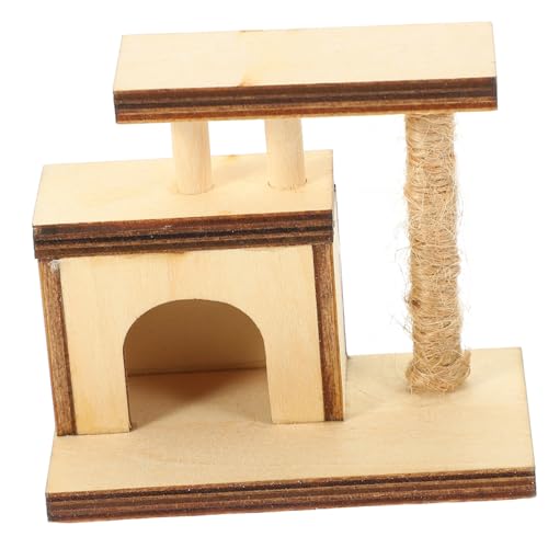 KICHOUSE Mini-Katzenpost Miniatures puppenhauszubehör katzenbaum Mini-Möbelverzierung Mini-Kratzbaumschmuck Simulation Mini-Kratzbaum Mini-Holzmöbel Puppenhaus-Kratzbaum hölzern von KICHOUSE