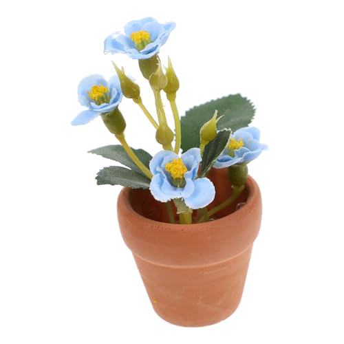 KICHOUSE Mini Künstliche Blumenverzierungen Winziges Miniaturen Blumentopf Im Freien Mini-kunstblumen Gefälschte Blumen Im Freien Blumentopfverzierung Pflanzen Blue Plastik von KICHOUSE