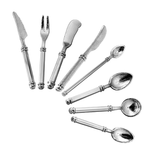 KICHOUSE Miniatur Puppenhaus Besteck Teiliges Silbernes Mini Küchenzubehör Filigrane Gabeln Messer und Löffel für Puppenhaus Ausstattung und Mini Haus KICHOUSE Miniatur Puppenhaus Besteck Teiliges Silbernes Mini Küchenzubehör Filigrane Gabeln Messer und Löffel für Puppenhaus Ausstattung und Mini Haus von KICHOUSE