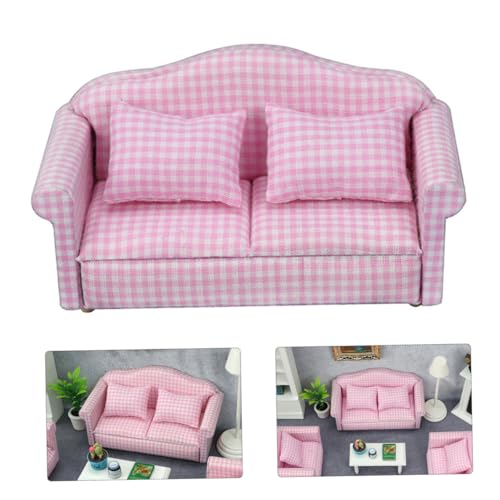 KICHOUSE Miniatur Puppenhaus Sofa Set Mit Kissen Puppenmöbel Für Kinder Hochwertiges Spielzeug Zur Einrichtung Von Puppenhäusern Ideal Für Kreative Rollenspiele von KICHOUSE