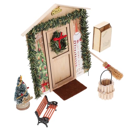 KICHOUSE Miniatur Puppenhaus Weihnachtsdekoration 1 Satz Tür Miniaturen Für Puppenhaus Szenen Ideal Für Kreative Spielwelten Und Festliche Gestaltung Detailreiches Zubehör Für von KICHOUSE