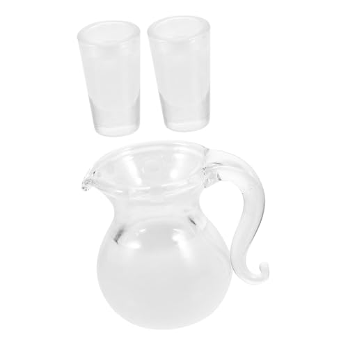 KICHOUSE Puppenhaus Zubehör Miniatur Glas Krug Tasse Set Harz Mini Wasserkocher für Miniatur Puppenhaus von KICHOUSE