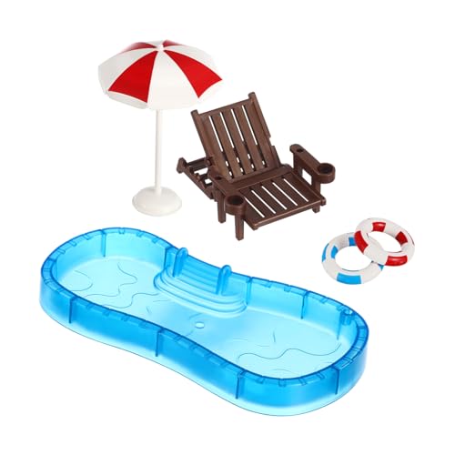 KICHOUSE Miniatur Schwimmbad Zubehör Set Für Puppenhäuser Mini Schwimmbecken Und Mini Schwimmring Ideales Miniatur Spielzeug Für Kreative Kinder Und Sammler von KICHOUSE