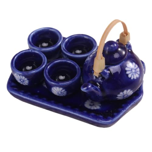 KICHOUSE 1Satz Miniatur Teeservice Set aus Keramik für Puppenhaus Mini Tassen und Tablett Exquisites Dekorationszubehör für Miniaturzimmer und DIY-projekte Set in Blau KICHOUSE 1Satz Miniatur Teeservice Set aus Keramik für Puppenhaus Mini Tassen und Tablett Exquisites Dekorationszubehör für Miniaturzimmer und DIY-projekte Set in Blau von KICHOUSE