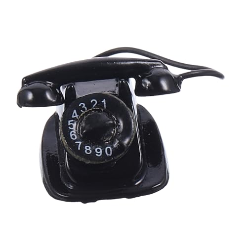 KICHOUSE Puppenhaus Telefon Dekorationszubehör Für Puppenhäuser Spielzeug-tischtelefon Spielzeug Telefon Puppenhaus-Handy Miniaturtelefon Für Puppenhaus Mini-Telefon Hausmöbel Metall Black von KICHOUSE