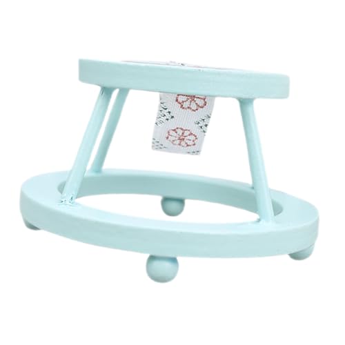 KICHOUSE Puppenhaus babyzimmer holzmöbel Kinderwagen Spielzeug Holzmodell Puppenwagen Mini-Möbelzubehör winziges Miniatur-Babymöbel Zubehör für Puppenhäuser aus Holz MDF Sky-Blue von KICHOUSE