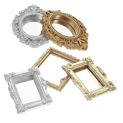 KICHOUSE Puppenhausverzierung Möbel Wandspiegel House Zubehör Spiegel Accessoires Kit Barock Europäischen Miniatur für Puppenhaus Mirrors Puppenhausspiegel Schlafzimmer Rahmen von KICHOUSE