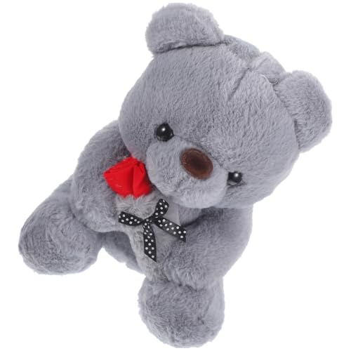 KICHOUSE Rosenbärenpuppe Lebendige Bärenpuppe Weicher Stoffbär Bärenpuppe Im Schlafzimmer Dekorative Bärenpuppe Kuscheltier Bär Plüschpuppe Bärenspielzeug Stofftier Bär Pp Baumwolle Grey von KICHOUSE