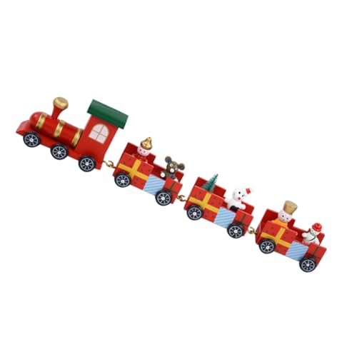 KICHOUSE Roter Holzzug Holzeisenbahn Spielzeug Für Weihnachten Dekoration Weihnachtliches Dekoratives Zugspielzeug Ferien-schnellzug Ornamente Hölzern Schreibtisch von KICHOUSE