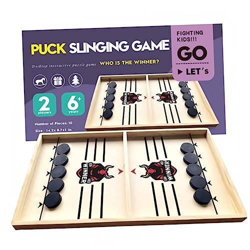 KICHOUSE Schnelles Sling Puck Spiel Aus Hochwertigem Holz 2 Spieler Desktop Kampfspiel Geschicklichkeitsspiel Für Familien Und Freunde Perfektes Partyspiel Und Geschenkidee von KICHOUSE