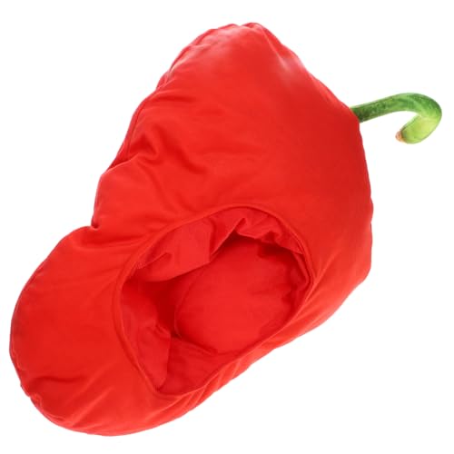 KICHOUSE Simulierte Rote Paprikahaube Rotes Paprika-kostüm Karneval-foto-requisite Mexikanisches Kostüm Pfefferhaubenhut Fotoautomaten-requisiten Zum Geburtstag Plüsch Cosplay Zubehör von KICHOUSE