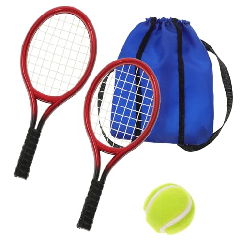 KICHOUSE Spielzeug Für Draußen 2 Sätze Mini-tennisschläger-Set Puppenhaus-tennisschläger Tennis-kuchenaufsatz Miniatur-sportspielzeug Winziges Schläger- Und Ballset Schreibtisch Plastik von KICHOUSE