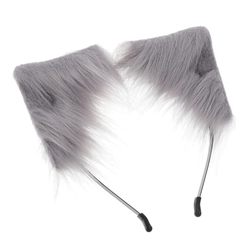 KICHOUSE Stirnband cat Ears Headband Katzenohren Haarreif Katzenzubehör-Kostüm Zubehör für Katzenkostüme Kopfbedeckung mit Katzenohren Ohrstirnbänder für Frauen Cosplay-Zubehör Plüsch Grey von KICHOUSE