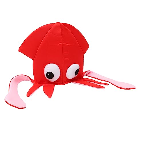 KICHOUSE Tintenfischhut faschingshut kinder kindermütze igelkostümkinder Kinderpartyhut Langlebiger Hut Tierhüte für lustiger Halloween-Hut Feiertagshut Party-Cartoon-Kinderhut Stoff rot von KICHOUSE