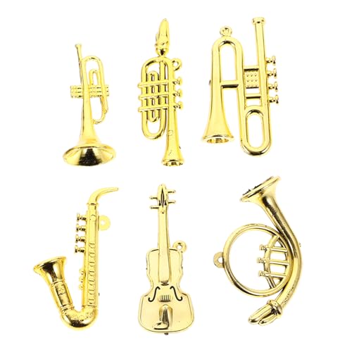 KICHOUSE Winzige Geige Saxophonfigur Winziges Trompetenmodell Instruments für Musikinstrument Geigenmodelle Kit Miniaturen Instrumente Puppenhaus Weihnachtsbaum Instrumentenset Spielzeug von KICHOUSE