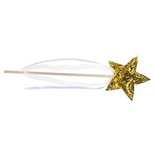 KICHOUSE Zauberstab seidenband Ribbon Kinderparty-Deko fasnachtskostüme Decoration sternförmige Feenstäbe dekorativer Feenstab Cosplay-Party-Requisite Sternenfee Zauberstäbe Stoff Golden von KICHOUSE