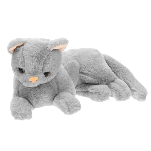 KICHOUSE ausgestopfte Katzen Tiere für Kinder falsche Katze realistische Katze Cartoon-Tierspielzeug Babyspielzeug Animal Figures Animal-Design Kuscheltier lebensechte Katze Plüsch Grey von KICHOUSE