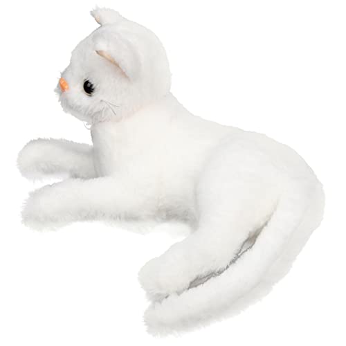 KICHOUSE rote Stoffkatze Animal Figures süße plüschtiere Plush Toy plushible snugible weihnacjtsdeko Babyspielzeug Kuscheltier Katze Plüschtier Katzen Stofftier Plüsch falsche Katze Weiß von KICHOUSE