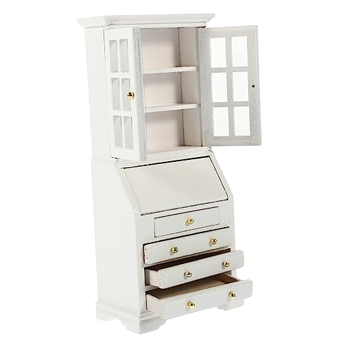 KICHOUSE schöner Minischrank Miniaturschrank Miniaturpuppen Puppenstuben-Eckschrank Mini-Display-Regal Spielzeug ordnerregal Toy Miniatur-Schrankverzierung 1/12 Puppenhausminiatur Holz Weiß von KICHOUSE