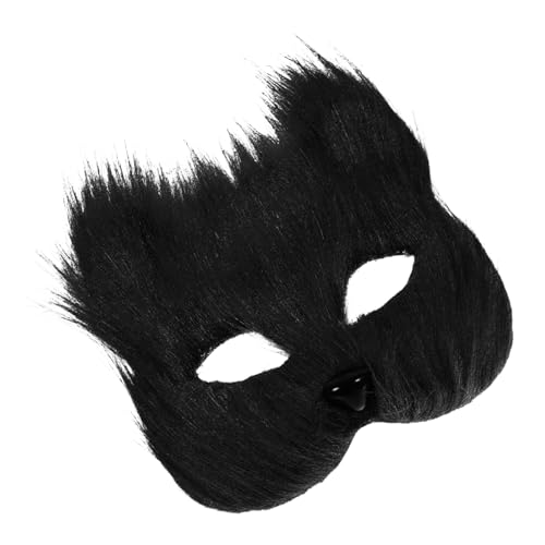 KICHOUSE tierische Maske Abschlussball Maske ausgefallene Augenmaske Kostüm Maske Pelzmaske Masken verkleiden Wolf Cosplay-Maske Tanzshow Maske Halloween-Masken Fuchsmaske Plastik Black von KICHOUSE