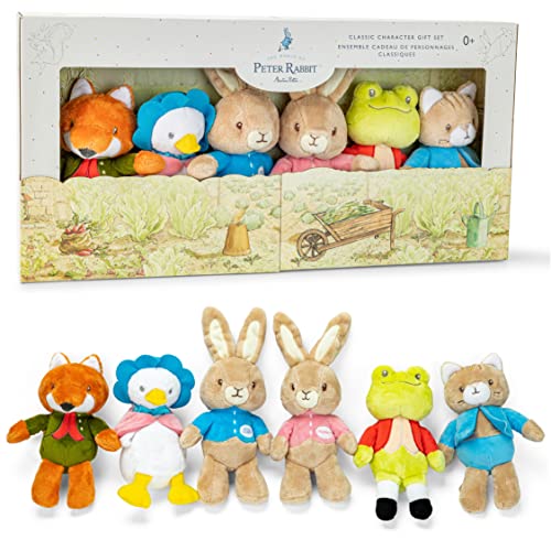 KIDS PREFERRED Peter Rabbit Klassische Stofftierfiguren, 6-teiliges Geschenkset, 22,9 cm, Plüschtiere für Säuglinge, Babys und Kinder, basierend auf den Beatrix-Potter-Büchern von KIDS PREFERRED