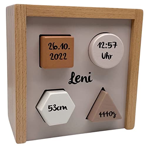 KIDSLINO Formen-Steckspiel Nougat | Personalisierbares Geschenk zur Geburt I Handmade Holzspielzeug ab 1 Jahr I Personalisierte Geschenke Baby I Label-Label | Steckbox mit Name & Geburtsdaten KIDSLINO Formen-Steckspiel Nougat | Personalisierbares Geschenk zur Geburt I Handmade Holzspielzeug ab 1 Jahr I Personalisierte Geschenke Baby I Label-Label | Steckbox mit Name & Geburtsdaten von KIDSLINO