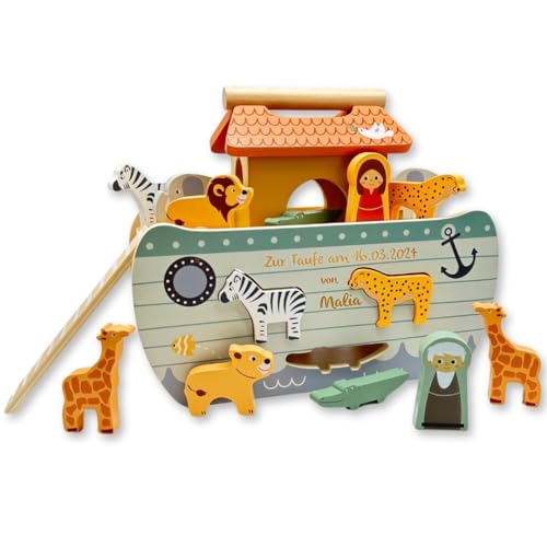 KIDSLINO Taufgeschenk Arche Noah Small Foot, Personalisiertes Holzspielzeug Arche, Geschenk Taufe, außergewöhnliches Taufgeschenk von KIDSLINO