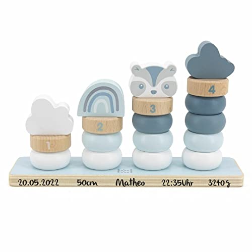 Stapelspiel Häschen blau | Label Label | Babygeschenk | personalisierbar von KIDSLINO