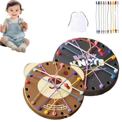 KIEYIQE Brainy Knots -Seilentisch, Brainy Knots -Spiel, Rope Challenge -Spiel, String -Lösung Zentrales Schnürung Spielzeug, farbenfrohe Tangler -Sortier -Puzzle -Spiel für Jungen und Mädchen (2pcs) von KIEYIQE