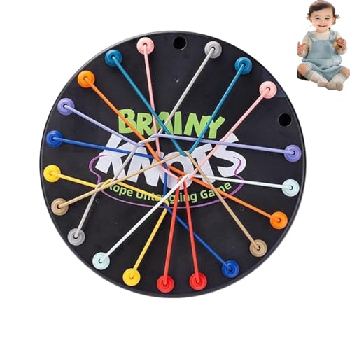 KIEYIQE Brainy Knots -Seilentisch, Brainy Knots -Spiel, Rope Challenge -Spiel, String -Lösung Zentrales Schnürung Spielzeug, farbenfrohe Tangler -Sortier -Puzzle -Spiel für Jungen und Mädchen (Black) von KIEYIQE