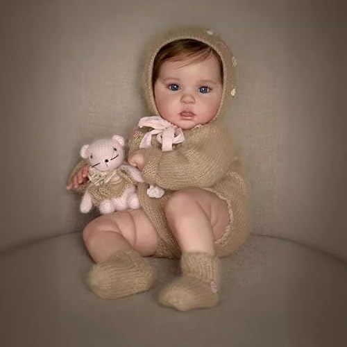 KIGKYO Reborn Baby Mädchen,19 Zoll/48 cm Große Stoffkörpersimulationspuppe, Süße Puppe, Lebensechtes Aussehen Und Sehr Weich von KIGKYO