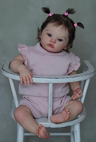 KIGKYO Reborn Baby Mädchen,19 Zoll/49 cm Stoffkörpersimulationspuppe, Haarimplantate, Lebensechtes Aussehen, Sehr Süß von KIGKYO