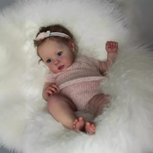 KIGKYO Reborn Baby Mädchen,19 Zoll/49 cm Stoffkörpersimulationspuppe, Sehr Süße Puppe, Haarimplantate, Sehr Lebensecht von KIGKYO
