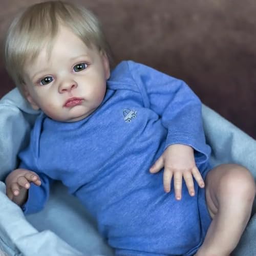 KIGKYO Reborn Baby Mädchen,22 Zoll/55 cm Große Stoffkörpersimulationspuppe, Exquisit Handbemalt, Mit Sichtbaren Adern Und Blutunterlaufenen Augen, Lebensecht von KIGKYO