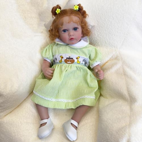 KIGKYO Reborn Baby Mädchen,23"/60cm Stoffkörperpuppe, Wiedergeborene Puppe, Handgemachte Puppe, Handimplantierte Haare, Detaillierte Bemalung von KIGKYO